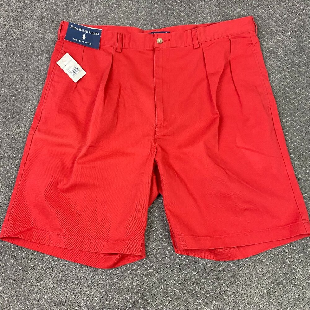 Vintage Polo Ralph Lauren The Tyler Shorts Men's 40 Red Classic Chino Flat Front